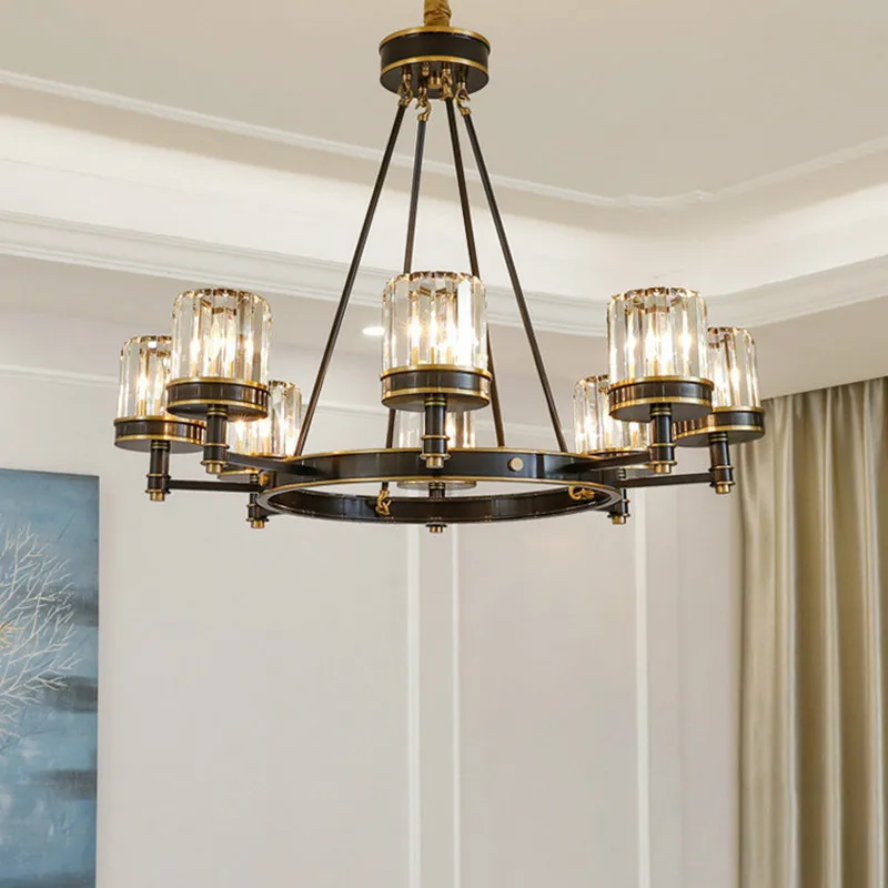 American Black Metal E14 Led Chandelier 