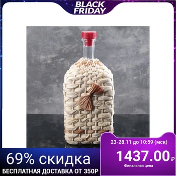 

Bottle of 1.2 l "Shtof", braided with corn leaves