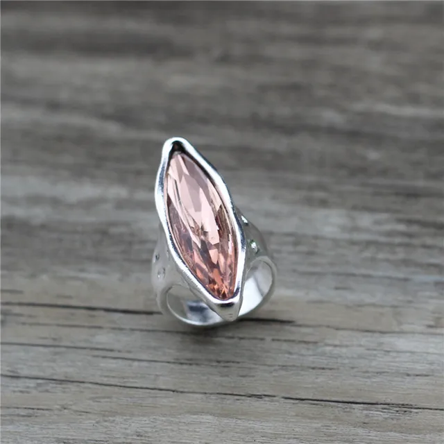 ANSLOW New Design Retro Fashion Jewelry Trendy Antique Silver Color Ring Creative Party Wedding Ring For Women Girls LOW0071AR Water Red