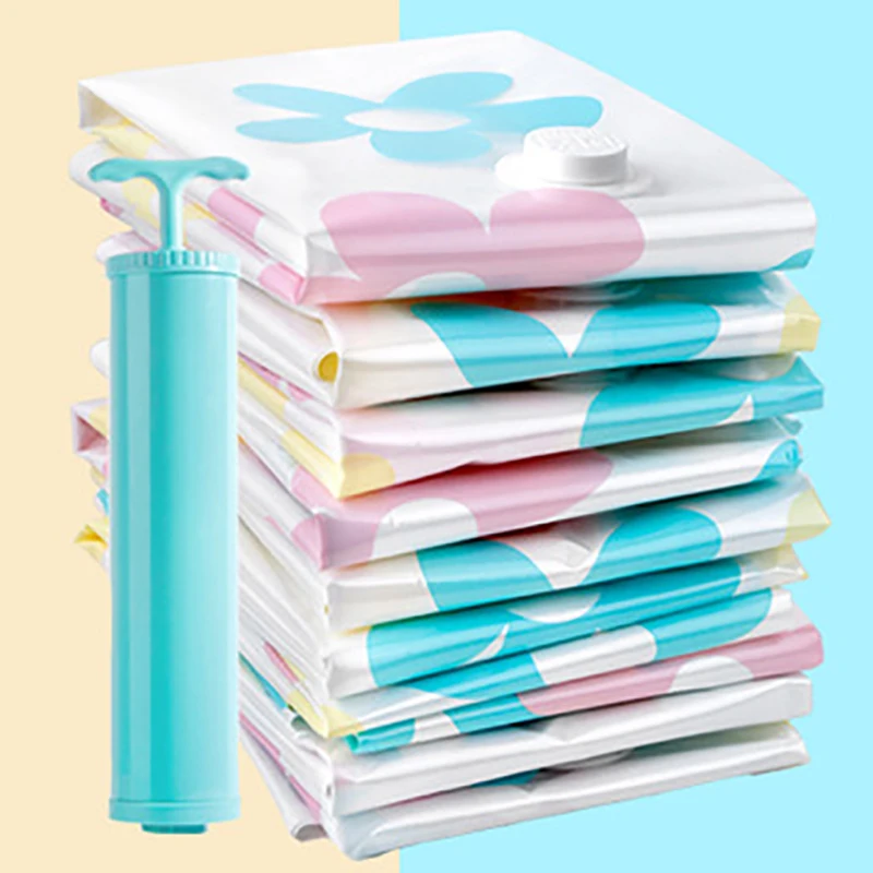 

11PCS Vacuum Storage Bag Vacuum Compressed Bag With Hand Pump Quilt Blanket Clothes Bags closet Organizer Reusable