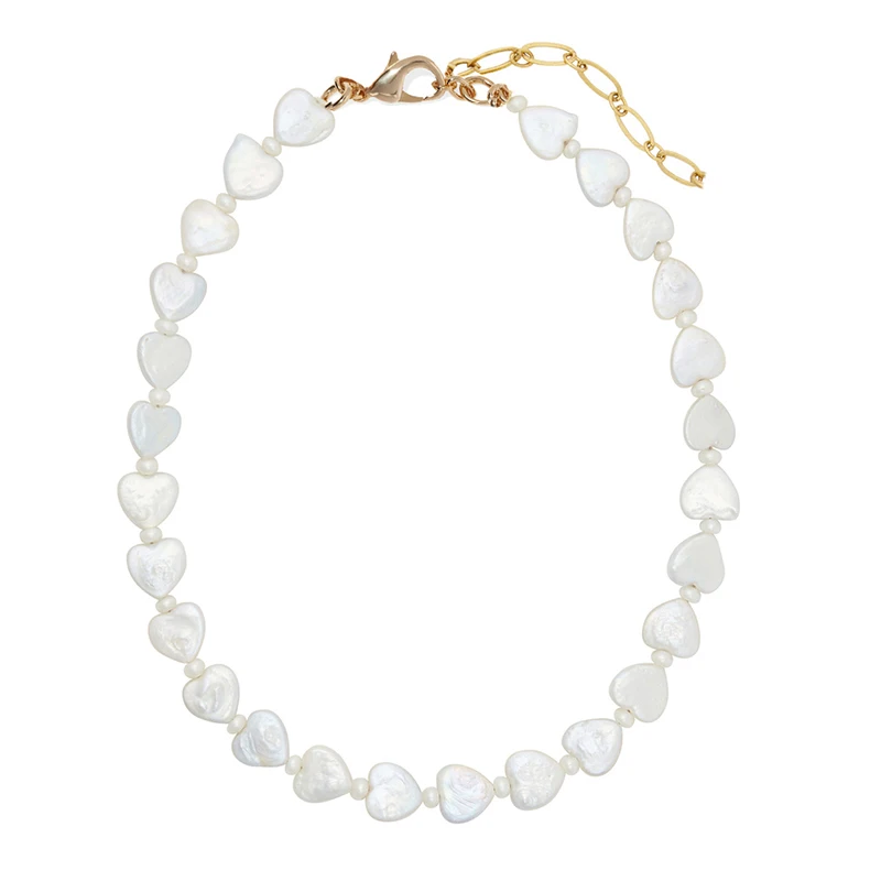 necklace Великолепное ожерелье в форме сердца из натурального камня, фарфоровый мини жемчужный браслет из бисера, яркие трендовые Простые Ювелирные изделия с цепочкой в форме сердца - Окраска металла: necklace