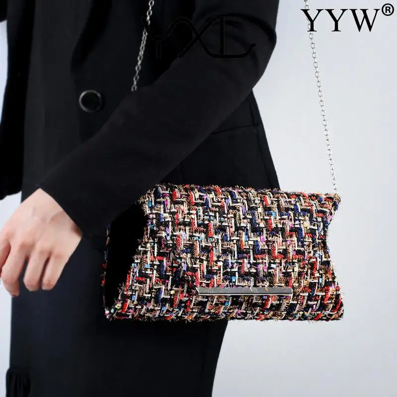 

New Fashion 2021 Women Clutch Bag Nylon Weave Chain Elegant Exquisite Vintage For Ladies Party Wedding Mini Wallet Women Handbag