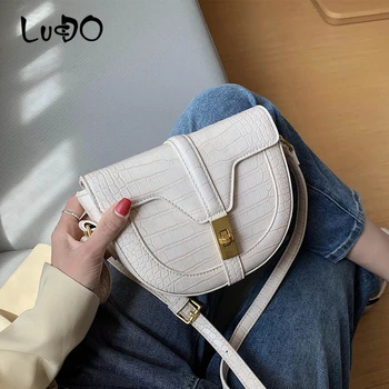 

LUCDO Alligator PU Leather Shoulder Crossbody Bag For Women 2020 NEW Designer Lady's Saddle Bag Crocodile Pattern Luxury HandBag