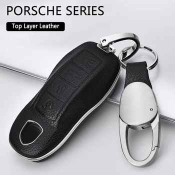 

Porsche Car Key Cover Car accessories interior Car Key Case Top Layer Leather For Porsche Caye MACAN Palamela Key Cover Shell