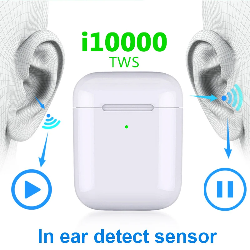 I10000 TWS Bluetooth 5,0, беспроводные наушники, смарт-сенсор, всплывающая гарнитура, Беспроводная зарядка, наушники-вкладыши, PK i1000 i500 i9000