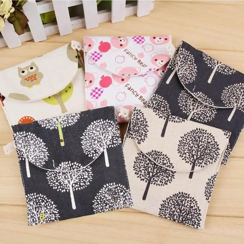 

Creative Printing Girl Diaper Sanitary Napkins Canvas Storage Bag Packaging Bag Purse Jewelry Storage Bag Credit Card Bag