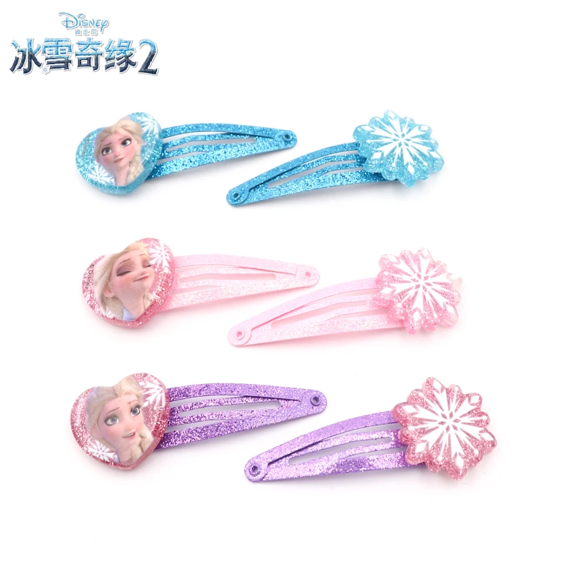 Disney-accesorios para el cabello de Frozen 2 para niña, joyería de princesa de dibujos animados de Elsa y Anna, pinza para el pelo, regalos de fiesta, 6 uds.