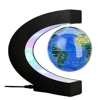

C Shape Magnetic Levitation Globe Geography Magnetic Floating Globe World Map School Teaching Equipment LED light Creative Gifts