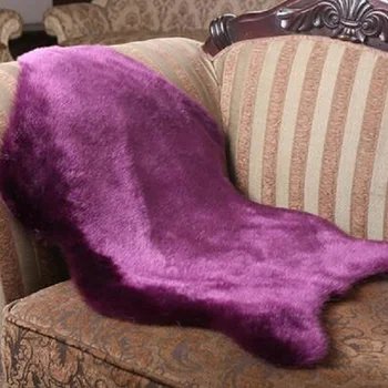

Soft Artificial Sheepskin Chair Cover Warm Hairy Carpet Seat Pad Plain Skin Fur Plain Fluffy Area Rugs Washable Bedroom Faux Mat