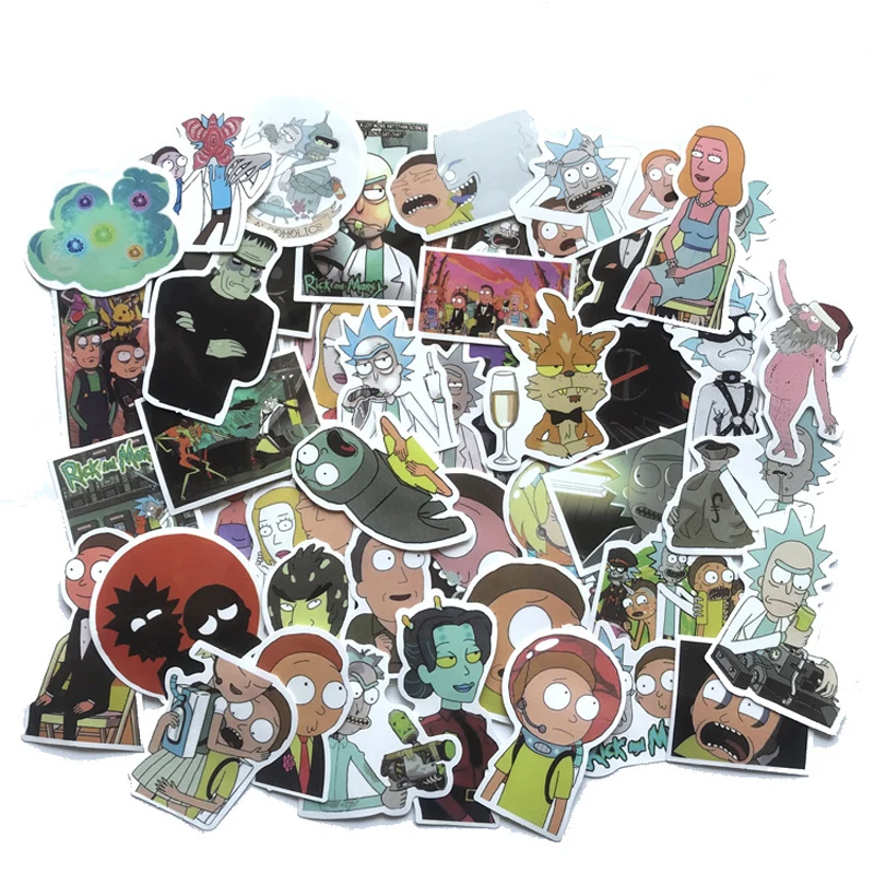 

50PCS Waterproof Cartoon Rick And Morty Stickers Skateboard Suitcase Guitar Luggage Laptop Diy Stickers Kid Classic Toy Stickers