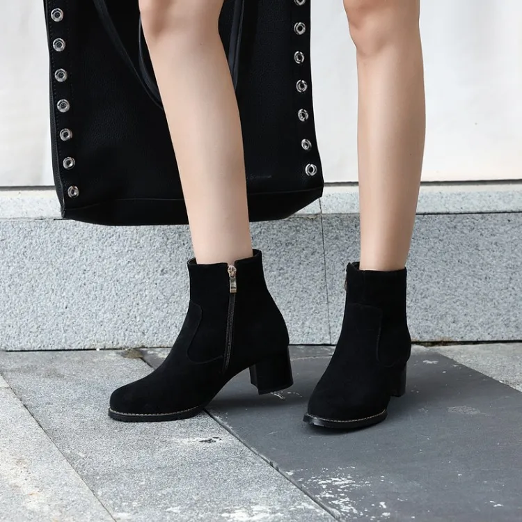 Ботинки большого размера 9, 10, 11-19 женская обувь ботильоны для женщин, дамские ботинки женские зимние замшевые ботинки на толстом каблуке с боковой молнией
