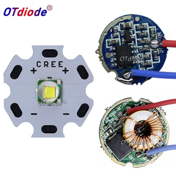 Cree XML XM-L T6 고출력 LED 이미터, 쿨 화이트 다이오드, 16mm, 20mm PCB, 17mm, 22mm, DC3.7V, 12V 드라이버, 10W