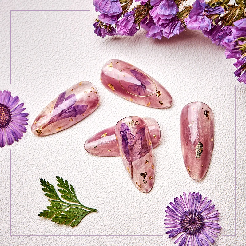 Dried Flowers Leaf Nail Decoration Natural Floral Sticker 3D Dry Beauty