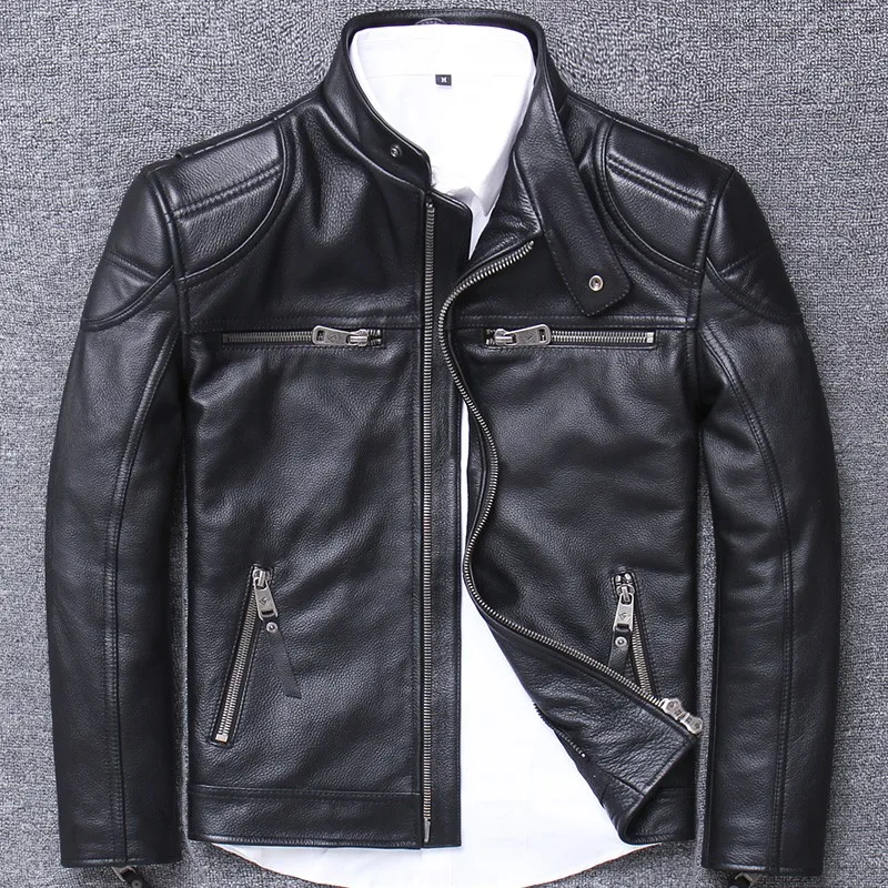 Роскошная мужская куртка из натуральной воловьей кожи с капюшоном, мотоциклетная Байкерская верхняя одежда, пальто, приталенная куртка из натуральной кожи размера плюс 5XL, пальто