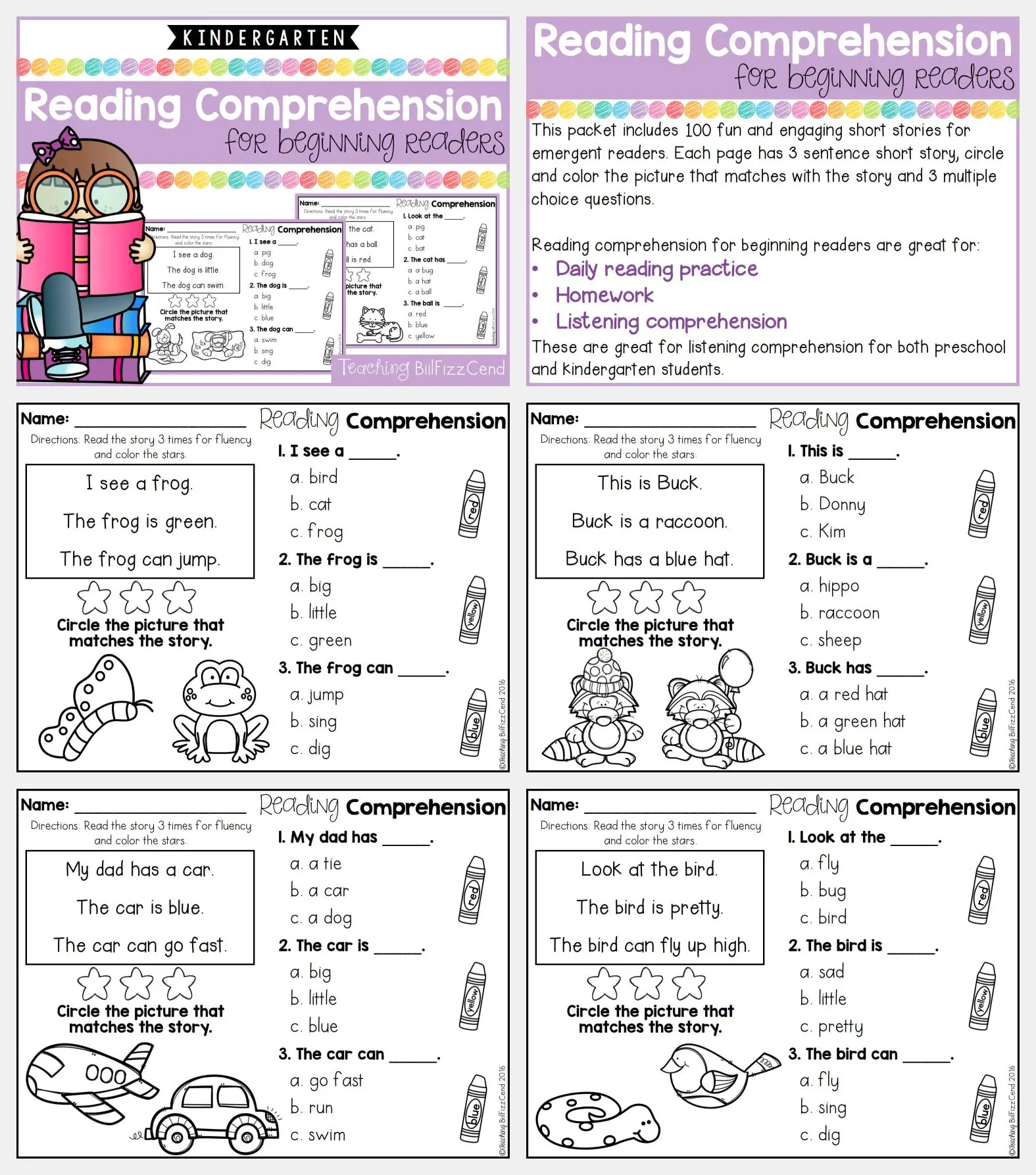 kindergarten reading comprehension passages and questions the bundle pdf file worksheets workbooks for kids language aliexpress
