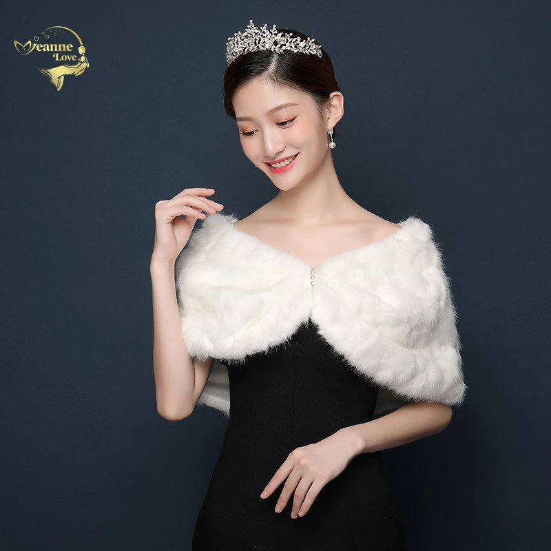 Capa de piel sintética para mujer, estola encogimiento de hombros, chal para fiesta de boda, chal para mujer, bufanda piel sintética, estolas para vestidos de invierno, 2020|Chaquetas de boda/Envolvente| -