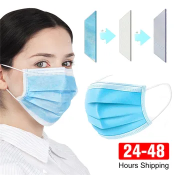 

Mask Disposable Nonwove 3 Layer Ply Filter Mask mouth Face mask filter safe Breathable Protective masks In Stock
