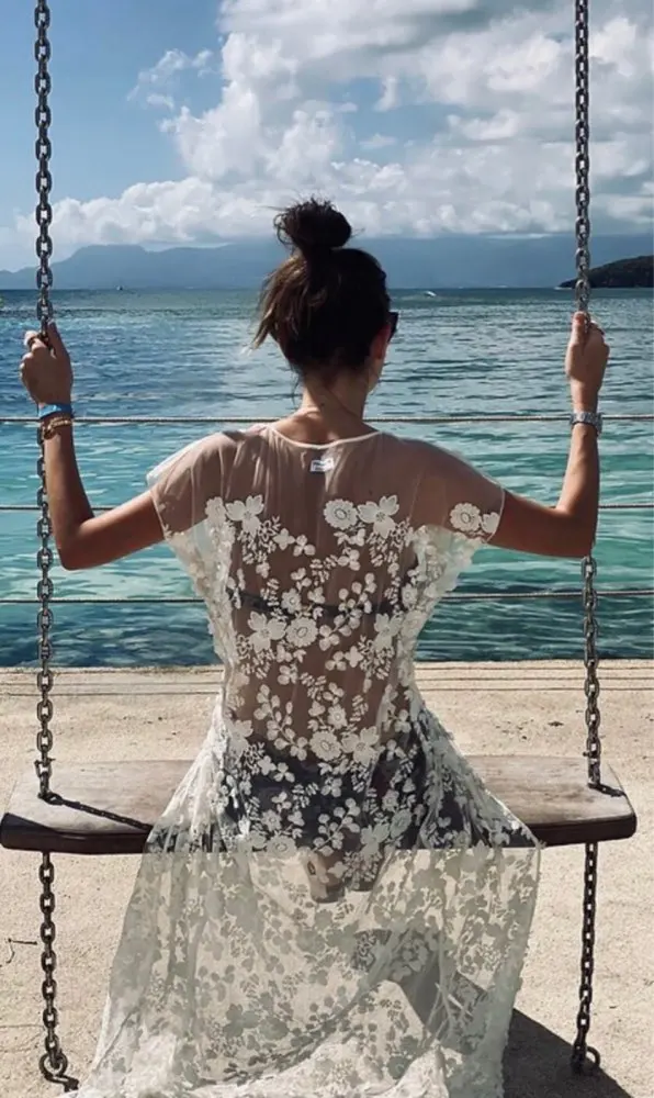 Sexy See Through Lace Kimono for Beach Honeymoon Bride Wedding