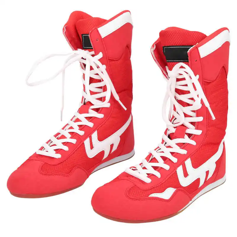 Professional Wrestling Shoes Non-Slip Imitation Tendon Sole Boxing Shoes High-top Ankle Martial Arts Taekwondo