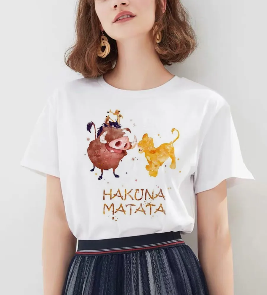 Хакуна матата рубашка Женская Harajuku Ullzang Мода Лев Король женская футболка Homme летняя футболка модный топ Женская футболка - Цвет: 21266