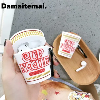 

3D Cute Cup Noodle Funny Food Headphone Cases for Airpods 1/2 Lovely Silicone Protection Earphone Cover Accessories