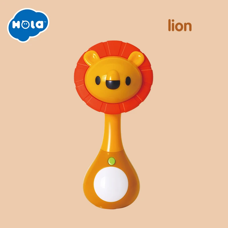 HOLA TOYS 3134, мини-погремушка с музыкой/светильник, животные, колокольчики, плюшевые игрушки и детские игрушки для прорезывания зубов, подарки для детей - Цвет: Lion