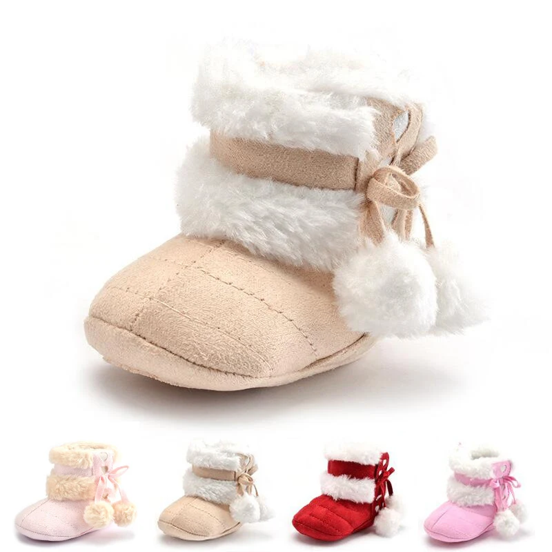 Winter Girls Soft Plush Booties Infant Anti Slip Snow Boots Shoes Warm