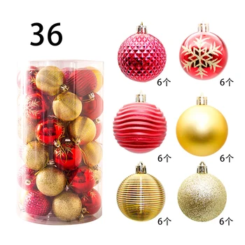 

36pcs balls/box Christmas Tree Pendant Decorative Ball Ornaments Snowflake Printed Crafts Creative Home Decor DIY Holiday Props