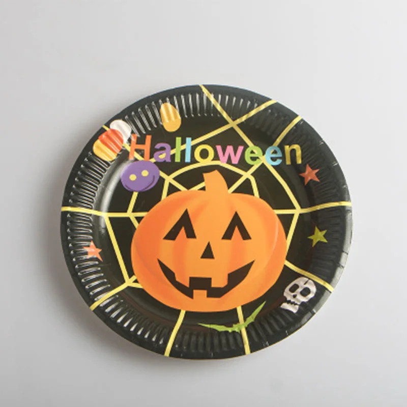 10pcs / Lot 7 Inch Plates Halloween Party Theme Disposable Tableware Set Children Birthday Party Decoration