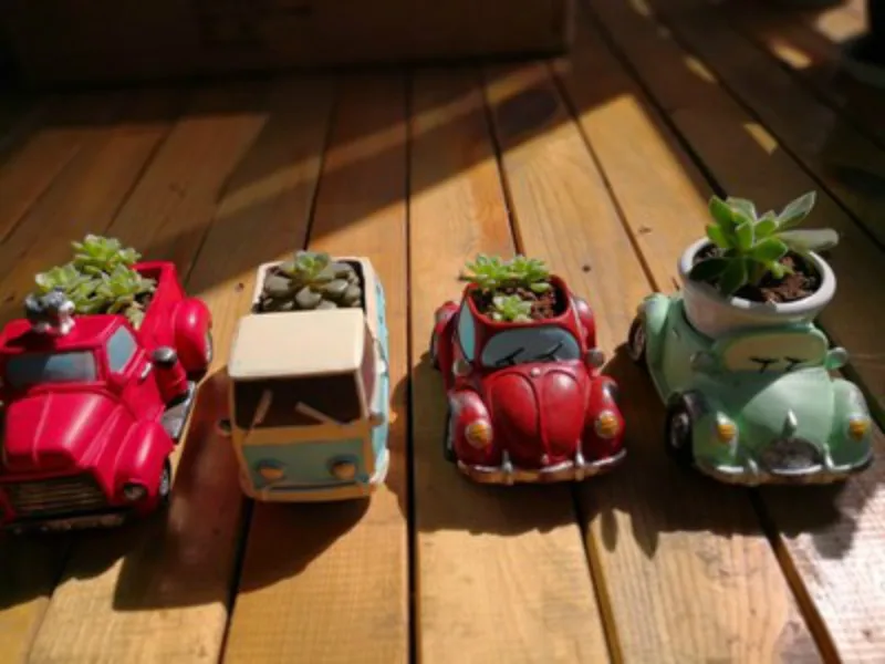 Zakka Creative Flowerpot Retro Cars Colorful Planter Resin Garden Succulent Plants Bonsai Flower Pot Decoration indoor macetas (9)
