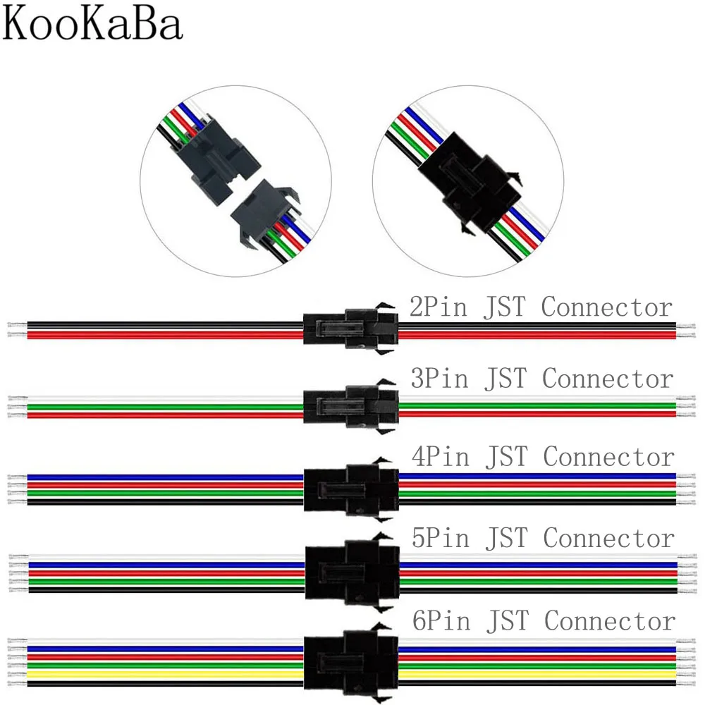 2/3/4/5/6Pin JST светодиодный разъем штекер и гнездо для WS2811/WS2812B/SK6812 WS2813/WS2815