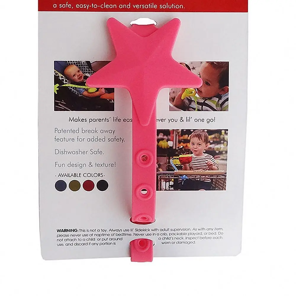pink Baby Star Stroller Hook Silicone Pacifier Chain Teether Strap Toy Holder for Infant Toddler Non-toxic Baby Stroller Accessories - Цвет: pink