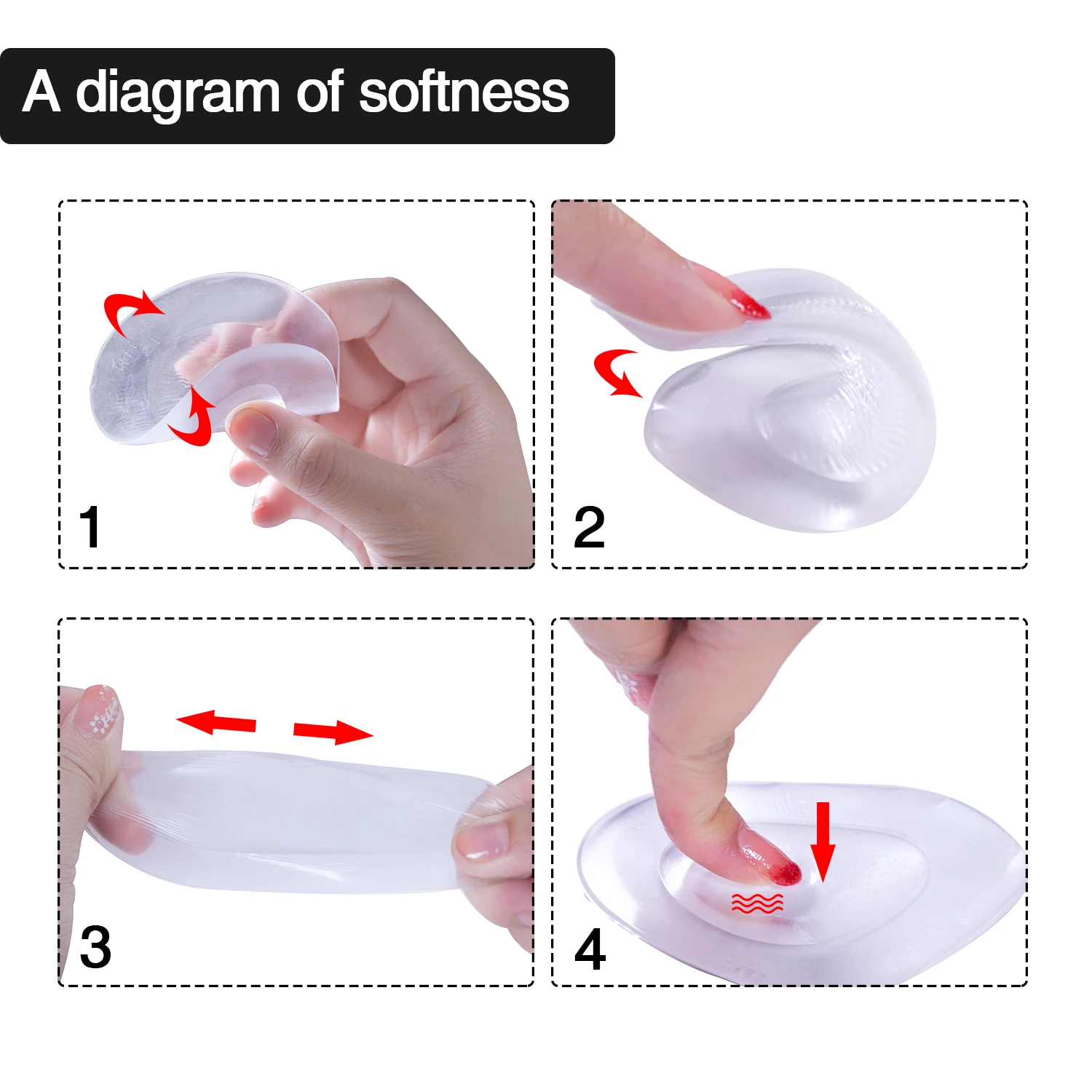 Sumifun Forefoot Shoe Pad Silicone Gel Non Slip Inserts Insoles Arch Support Pads High Heel Elastic Cushion Orthotic 2pcs