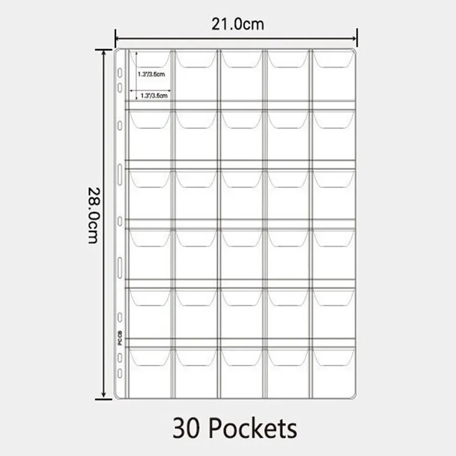 Coins Album Pages 42 Pocket Album Sleeves Pages Postage Stamp tokens Commemorative Coin medallions badges Collection 10PCS/Lot