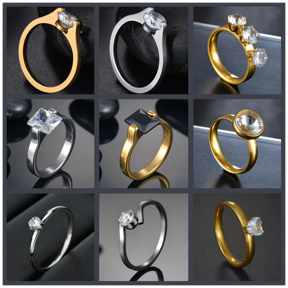 Womens Ring Stainless Steel Women's Rings Crystal Lucky Ring For Women Engagement Jewelry Dorpshipping wedding rings finger rings jewelry rings ring jewelry