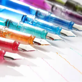 

Adeeing Students Transparent Piston Fill Fountain Handwriting Pen Stainless Steel Nib Pen d22