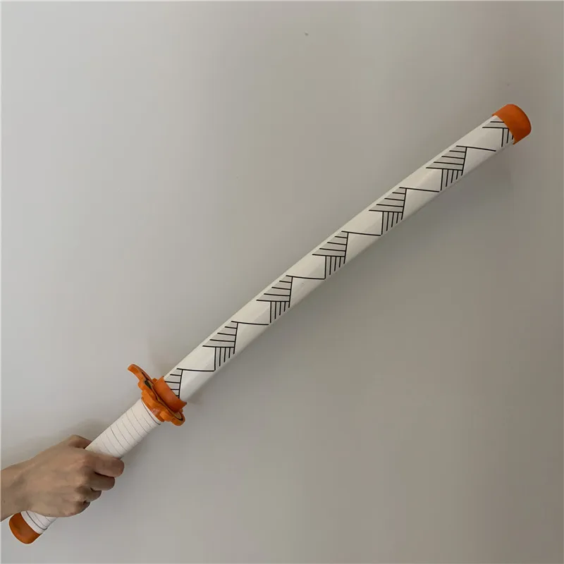 Cosplay rengoku kyoujurou fogo branco sowrd demônio slayer espada arma  kimetsu não yaiba ninja faca madeira prop modelo brinquedo 80cm 1:1