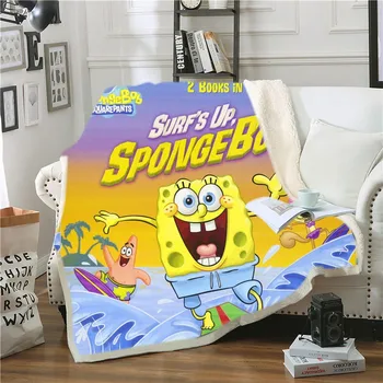 

SpongeBob Sherpa Blanket 3D Print Cartoon Throw Blanket Christmas Gift Fleece Blanket Nap Office Sofa Soft Fluffy Blanket
