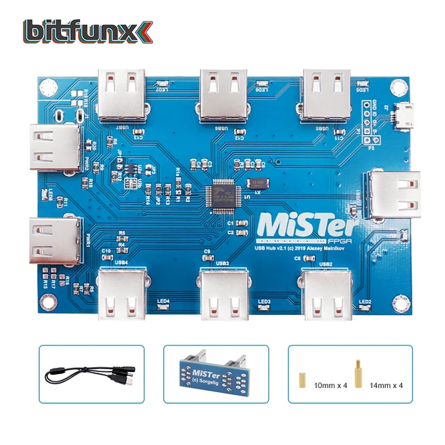 Bitfunx Manual welding MisTer USB Hub v2.1 board For MisTer FPGA 7 USB Ports