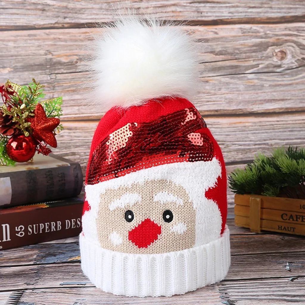 Рождественские детские шапки для мальчиков и девочек, детские зимние шапки, детские рождественские Модные вязаные теплые шапки с рисунком для детей от 2 до 8 лет