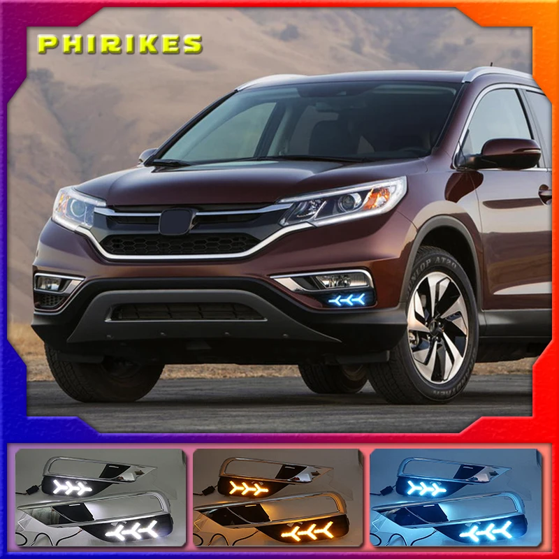 

For Honda CRV CR-V 2015 2016 LED Car DRL daytime running light Bumper Front Fog lamp Turn Signal yellow
