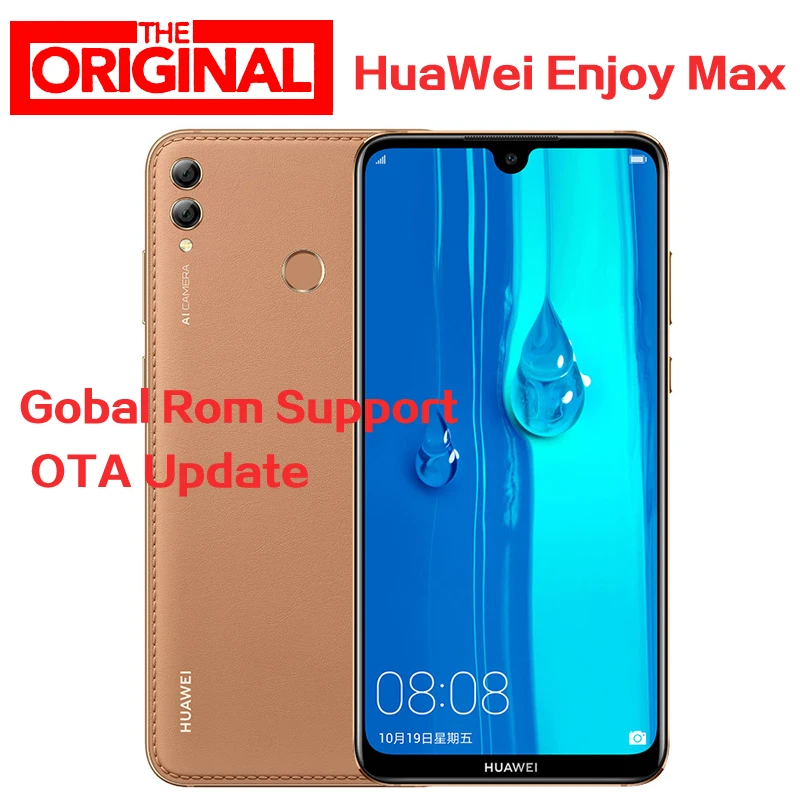 Стоковый мобильный телефон HuaWei Enjoy Max, 4G LTE, Android 9,1, четыре ядра, отпечаток пальца, 7,12 дюймов, FHD, 2240X1080, 4 Гб ram, 128 ГБ ram, сотовый телефон 16,0 Мп