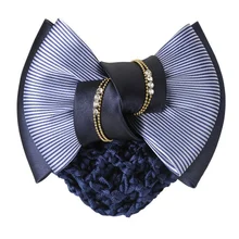 

Women Professional Crystal Bow Barrette Ribbon Hair Clip Nurse Hotel Bank Stewardess Hairpin Snood Net Bun Hairgrip Accessories