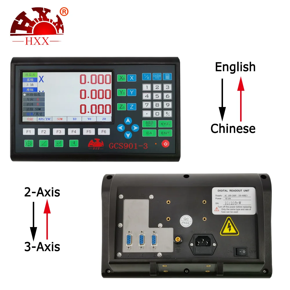US $215.55 HXX Complete Set 3axis LCD DRO Digital Readout Display GCS9013 with 3 Linear Scales for Milling Lathe Machine