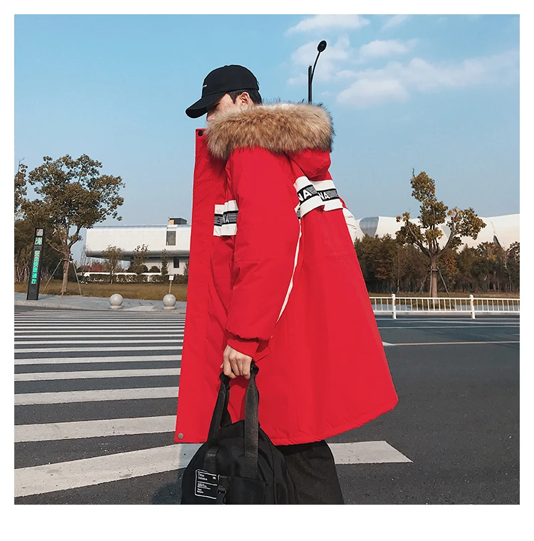 Liketkit, мужская зимняя куртка с капюшоном, парка,, мужские повседневные свободные толстые длинные пальто, мужские куртки в стиле хип-хоп, шерстяная теплая ветровка