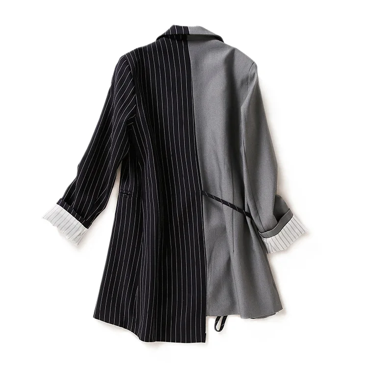 

Mk61 Elegant Able Ol-Style Simple Casual Mixed Colors Stripes Lace-up Slimming Commuting Small Suit Coat Women's