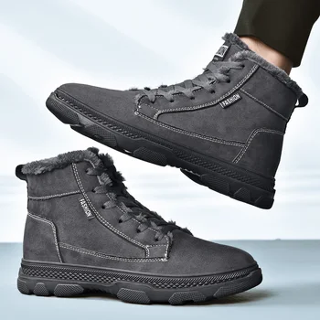 

Winter Warm Men Boots Waterproof Leather Men's Snow Boots Plush Winter Ankle Boots Comfortable Winter Casual Sneakers