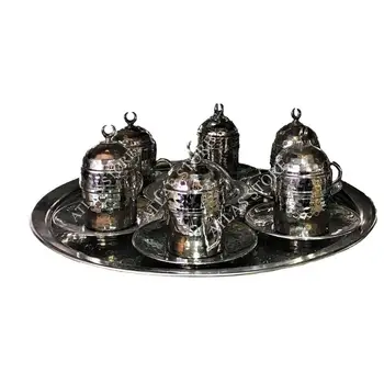 

6 person coffee set silver color porcelain with lid
