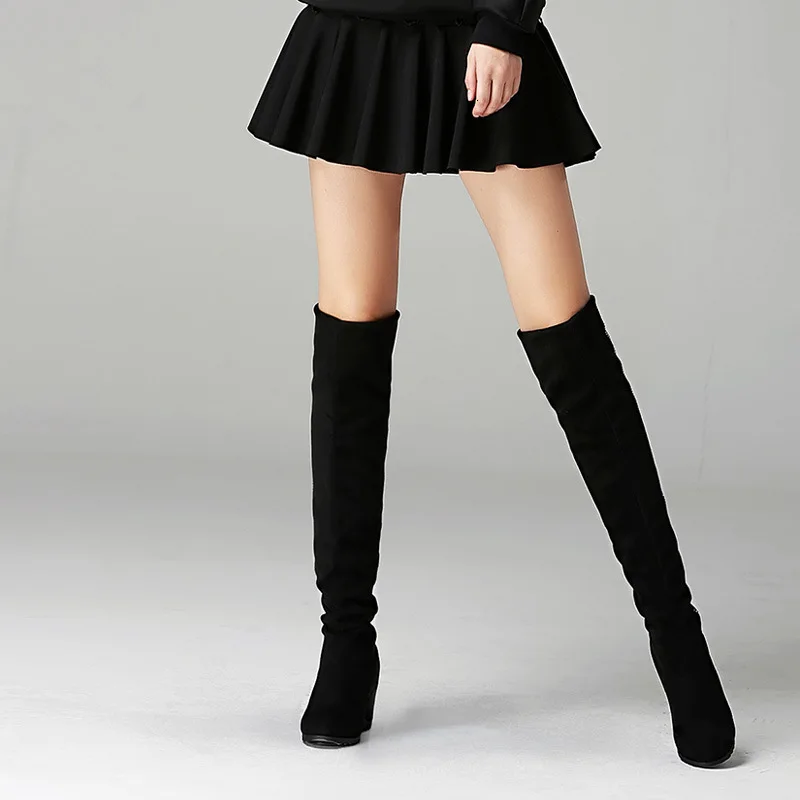 

bottine femme sapatos heel boots platform high heel boots Boots High Elastic Thin Increase Overknee Boots Boots 2019 Model