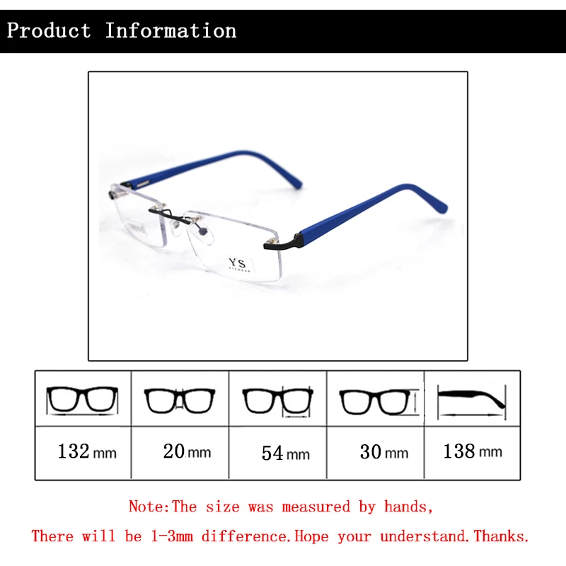 Мужские прямоугольные очки без оправы es женские прозрачные очки для глаз es прозрачное стекло es опция оправы по рецепту могут менять ноги D5